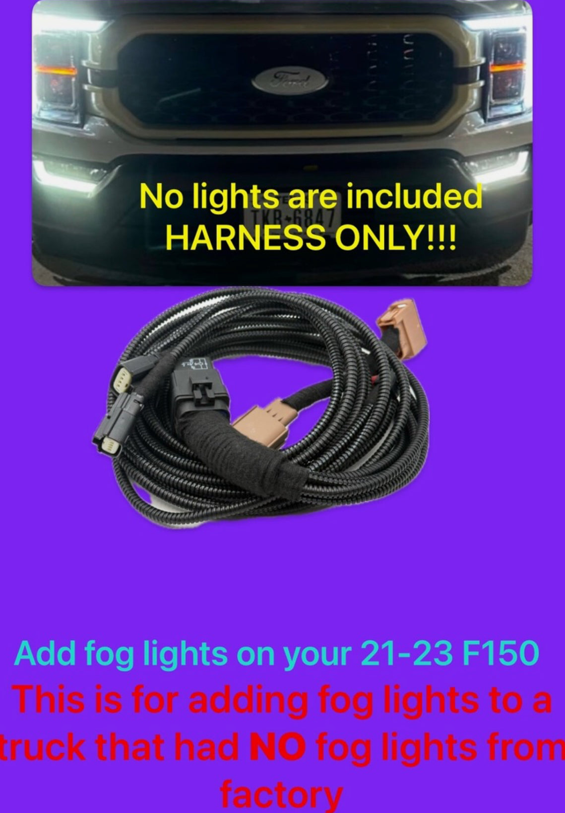Fog light Harness for 2021–2023 Ford F150