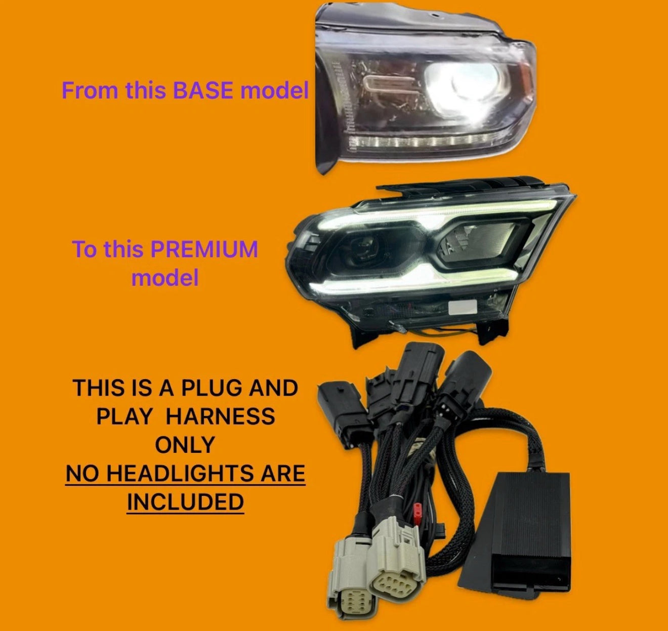 Dodge Durango 2014+ Base To 2021 + Premium Led Headlight Conversion Cables Adapter