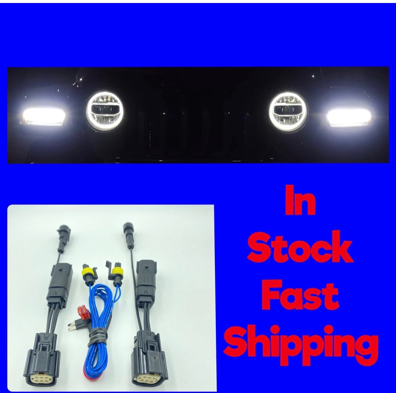 Jeep 2018 -2025 Wrangler JL LED Headlight Adapter W/ DRL Wire Harness PNP