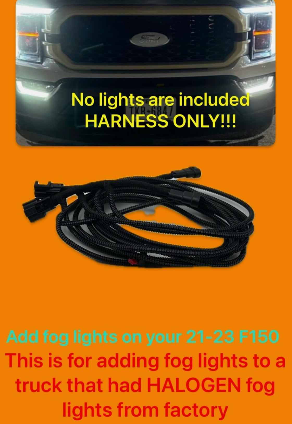 2021 2022 2023 Ford F150 OEM LED DRL Fog light Harness