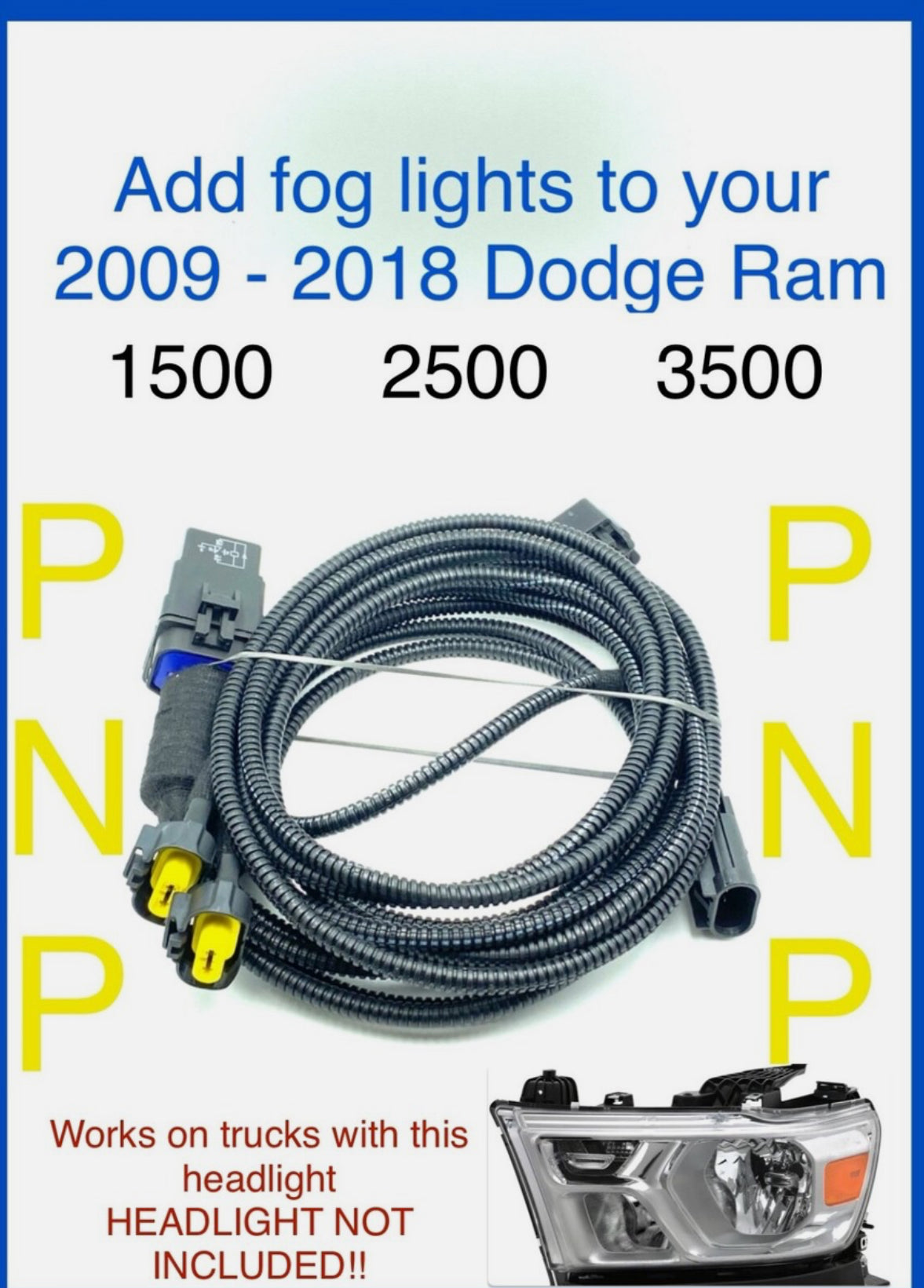 2009–2018 Dodge Ram 1500 2500 3500 fog light Harness ￼