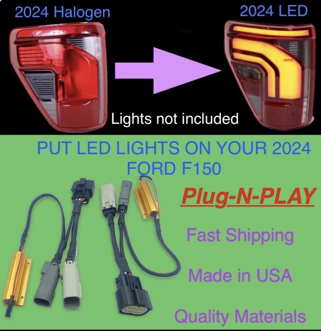 2024 - 2026 Ford F150 Halogen - LED Tail Light Adapter  Conversion Harness