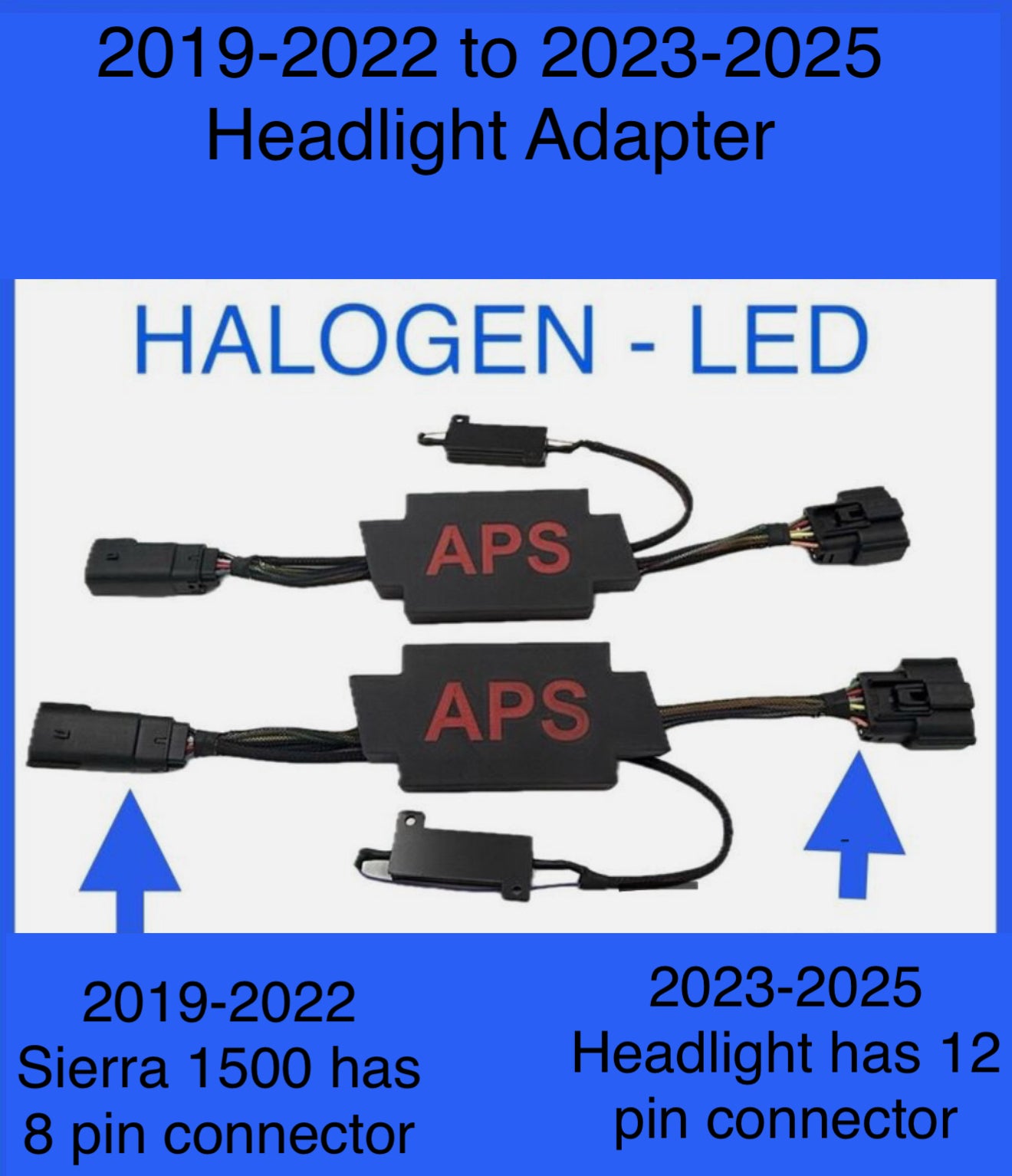 2019 - 2022 GMC SIERRA 1500 Headlight Conversion Adapter to 2023 - 24 LED Headlight