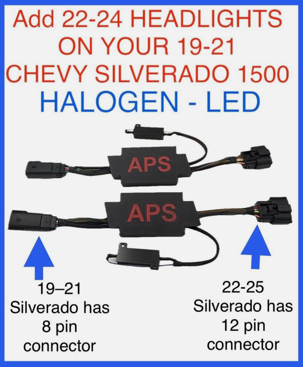 2019 - 2022 Chevy Silverado 1500 Headlight Conversion Adapter to 2023 - 25 LED