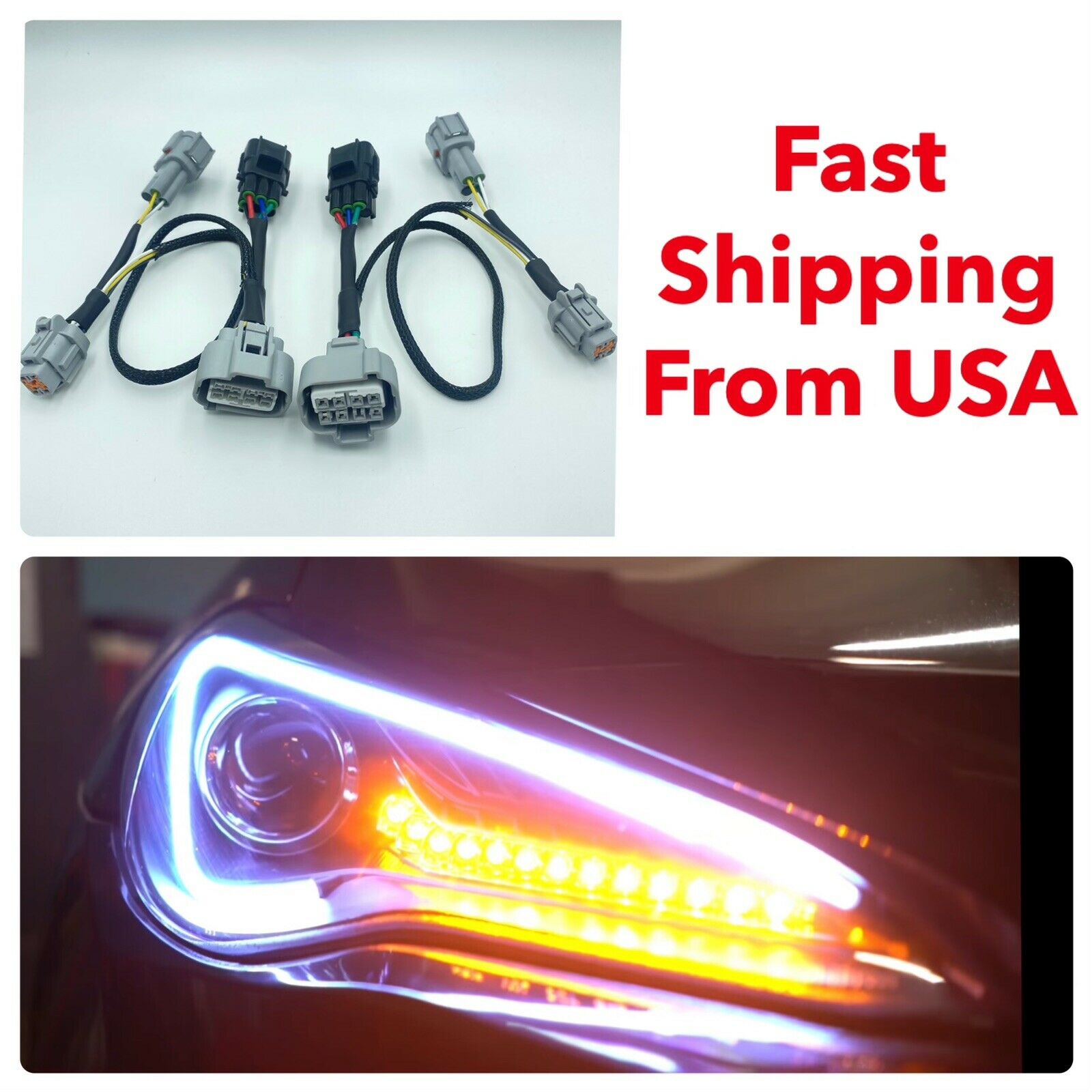 6pin/8pin headlight harness adapter for toyota 86 / subaru brz / frs / gt86